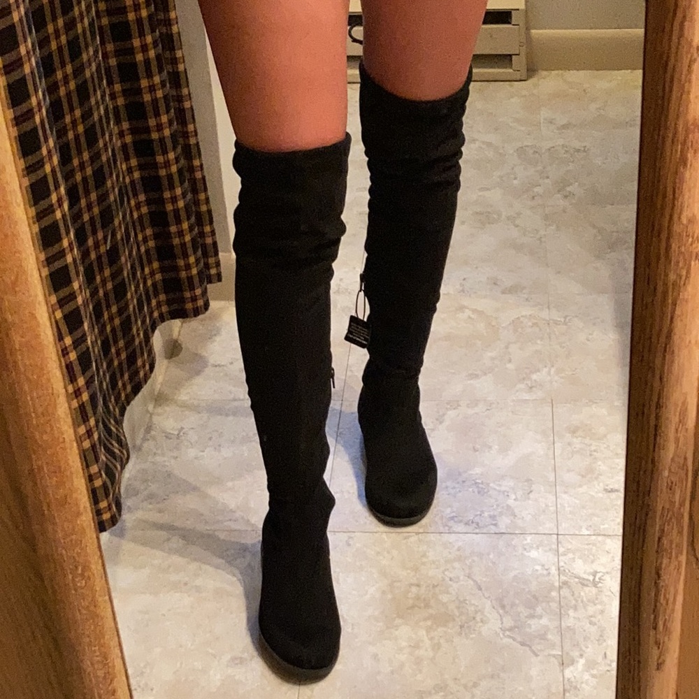 black over the knee suede boots